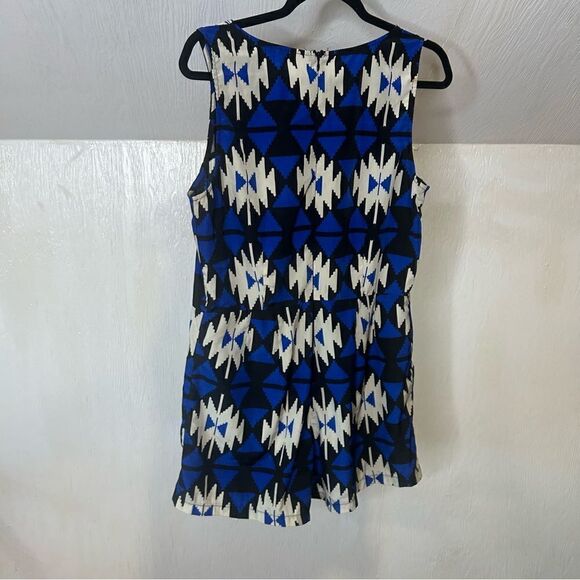 2/$20 Charlotte Russe Blue Aztec Sleeveless Romper - Picture 4 of 4